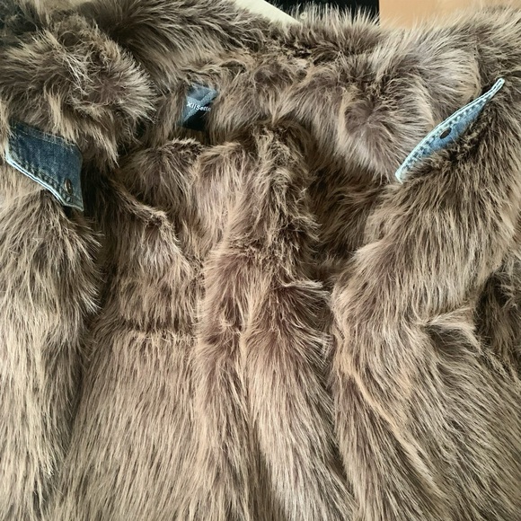 Reversible Denim Faux Fur Coat Heavy Winter Jacket M - Picture 12 of 12